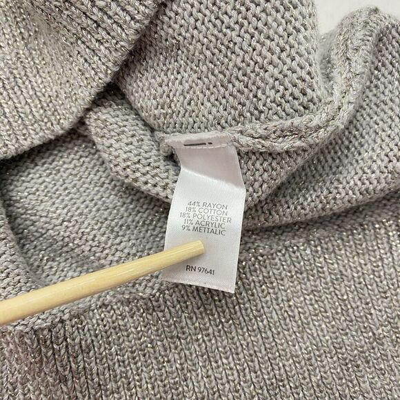 J Jill Zinc Shimmer Gray Gold Crew Neck Pullover Knit Sweater Women's Large - Picture 8 of 12